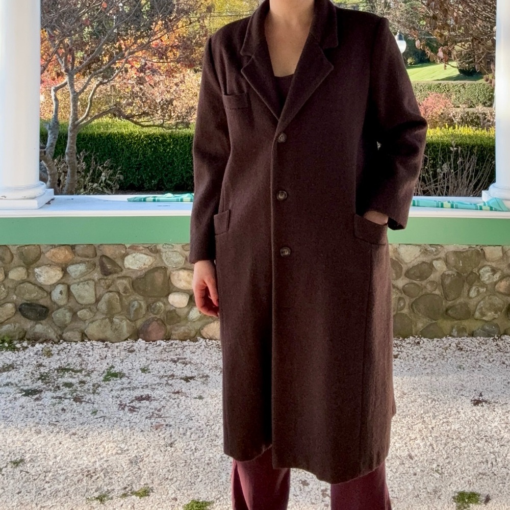 VTG Long Brown Overcoat sz Medium - Picture 5 of 12